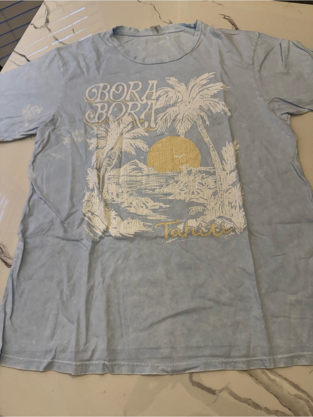 Bora Bora Tahiti Graphic Tee - Light Blue